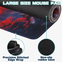 Mouse Pad Gaming – Desk Mat for 31.5L x 11.8W inches, Red Cherry Blossoms