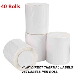40 Rolls Direct Thermal Labels 4×6 250/Roll For Zebra 2844 Eltron ZP450