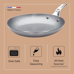 de Buyer MINERAL B Pro Carbon Steel Omelette Pan – 9.5” Diameter, 7.7̶
