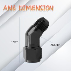 Fitting Adapter, Female to Male 45 Degree Swivel Adapter Fitti Size: AN6-Black