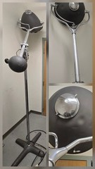 Large 9′ Antique Industrial Surgical Light Chrome & Gray In Original Condition