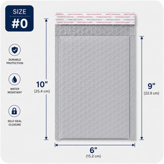 #0 6×9 Poly Bubble Mailer Padded Mailing Bags Self Seal Shipping Envelopes Gray