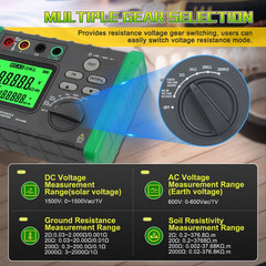 Earth Resistance Tester 0.03-2000 Ohm Meter,Upgraded Digital Earth Ground Resist