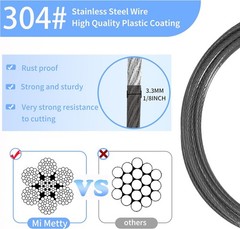 3.3mm (1/8 Inch) Outdoor Travel Security Cable-3/4/6/10/15/20/30ft Luggage Lock