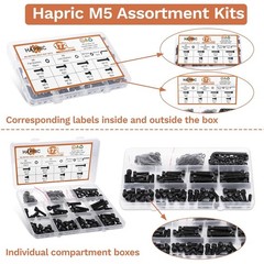 Complete 172-Pcs M6 Bolts Assortment: Black Zinc Plated Steel for Durability