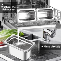 1/9 Size Hotel Pan with Lid 4 Inch Deep Stainless Steel Food Pan 4 PCS