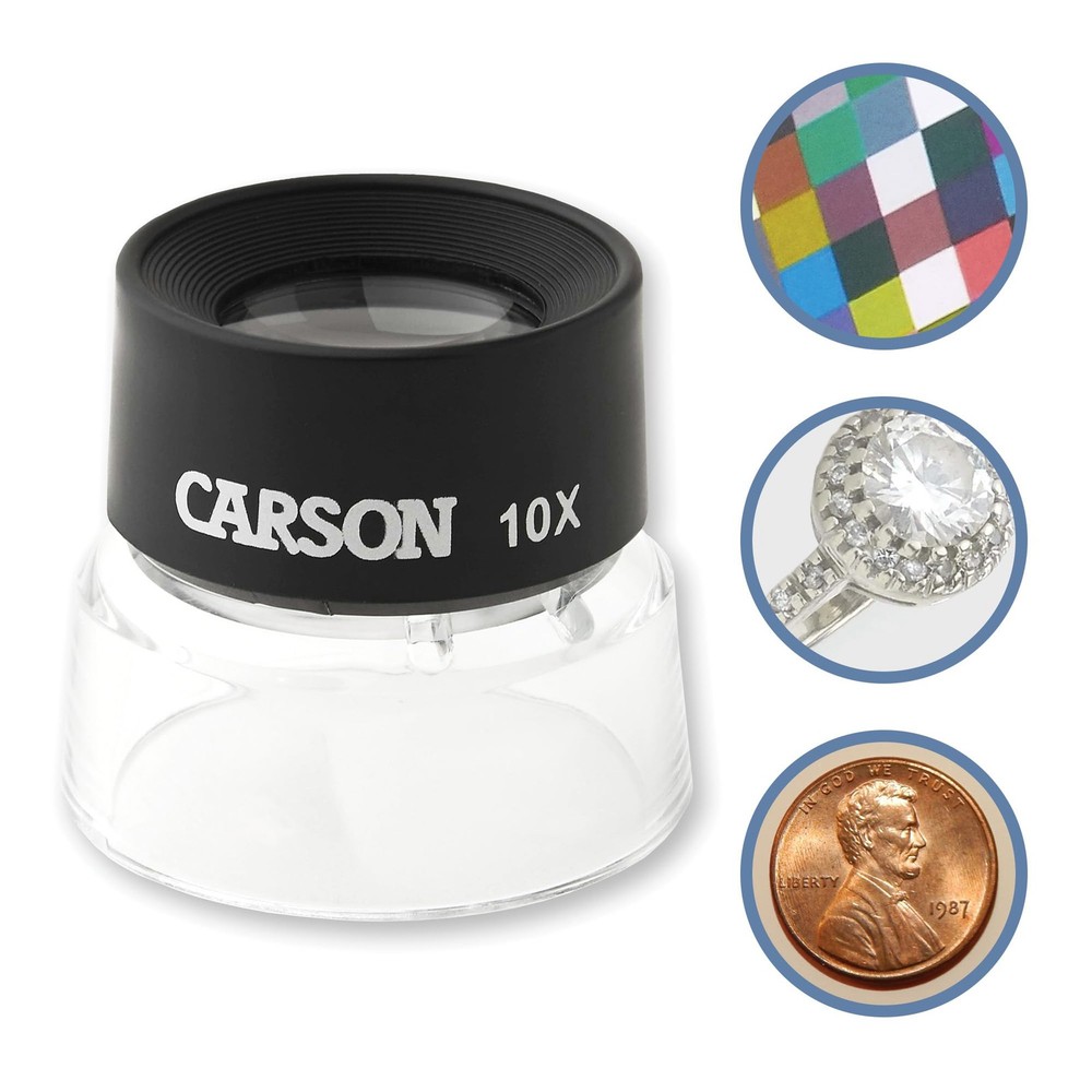 10X Magnifier Stand Loupe 1 Inch Lens Transparent Base Close Up Viewing Crafts