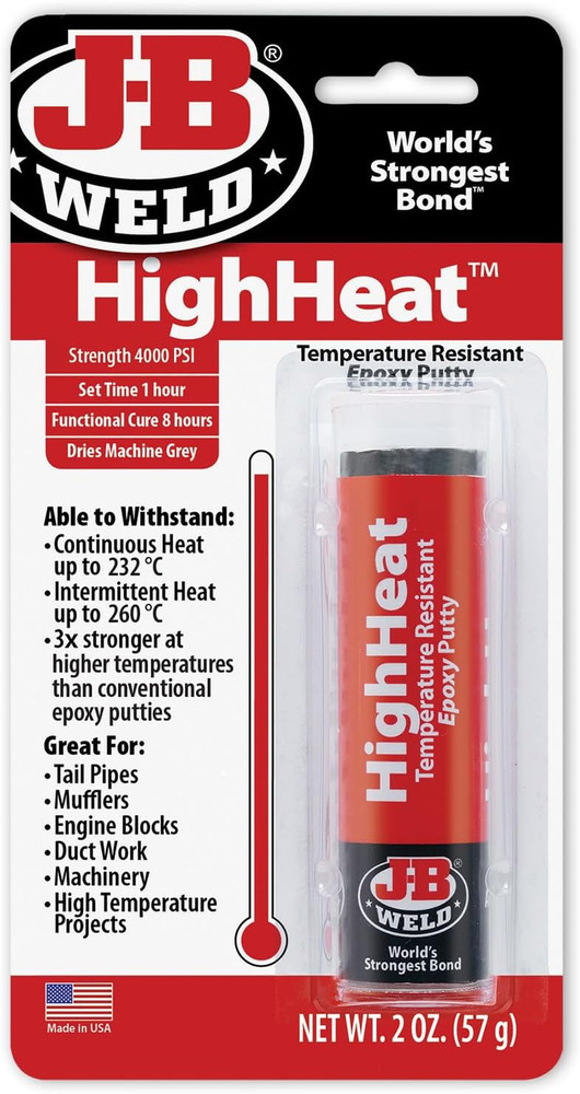 J-B Weld 8297 Highheat 500 Degree Epoxy Putty Stick – 2 Oz. , Grey