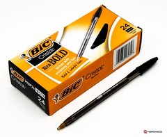 Box of 24, Bic Cristal Bold 1.6 mm MSBP24 Black Ink Ballpoint Pen