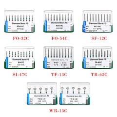 28Type Dental Diamond Burs FG Coarse/Medium/Fine/Extra Fine for High Speed 10Pcs