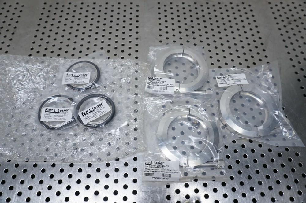 (2 sets) Kurt Lesker Vacuum Clamp – QF50-200-CS w/ SRB centering ring