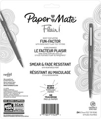 Paper Mate Flair Felt Tip Pens, Medium Point, Assorted Colors, 24 Pack