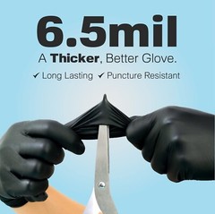 Heavy Duty Nitrile Disposable Gloves Latex Free | 6.5 Mil Black X-Large 100 pcs