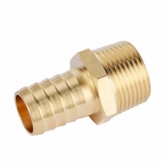U.S. Solid 1pc Brass Pipe Fitting Adapter Coupler, 3/4″ Hose Barb x MNPT 3/4″