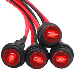 4PCS Waterproof Rocker Switch 12V Round Toggle Switch SPST 3 Pin ON Off Red L…