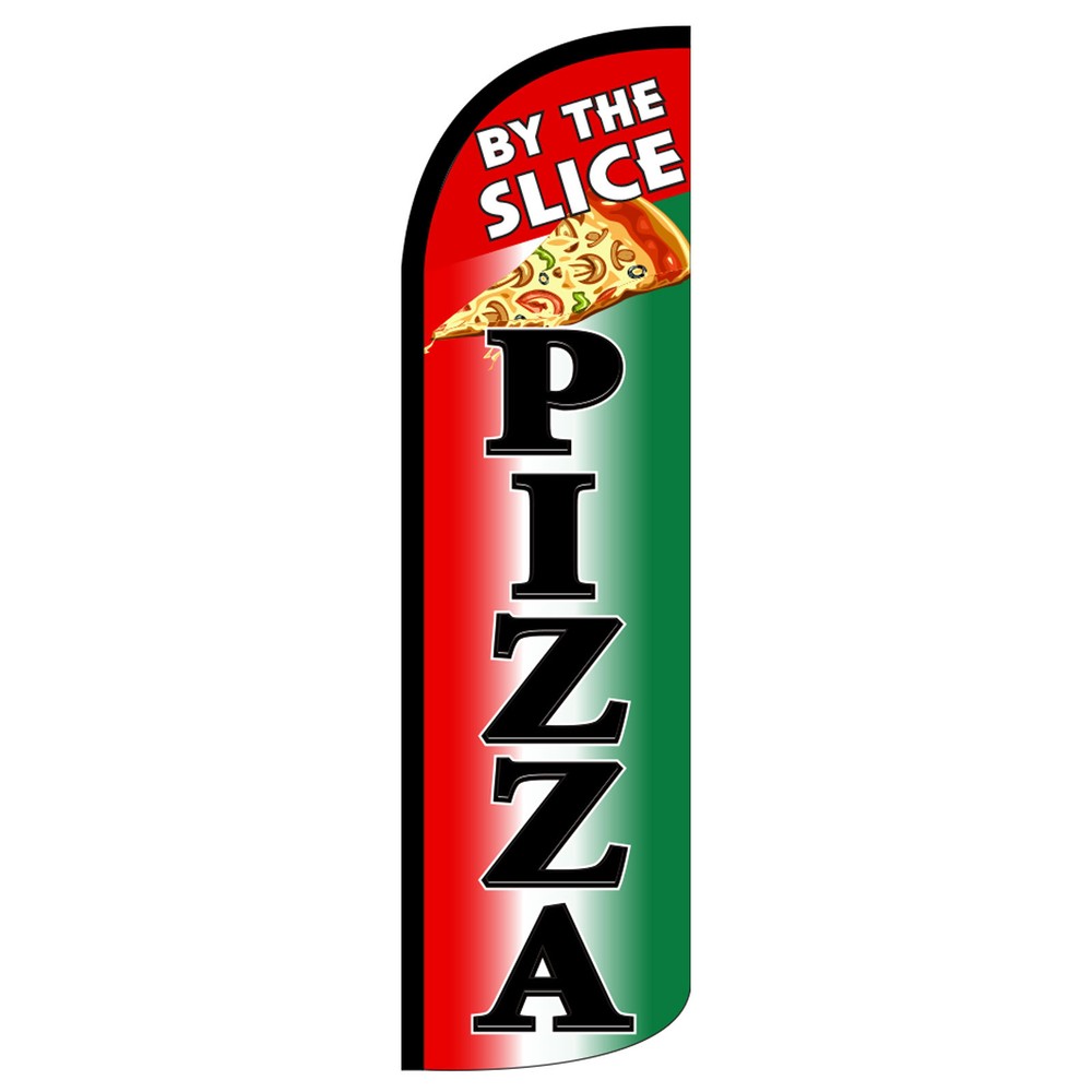 Pizza By the Slice Flag Flutter Feather Banner Swooper Extra Wide Windless