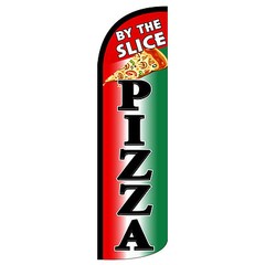 Pizza By the Slice Flag Flutter Feather Banner Swooper Extra Wide Windless
