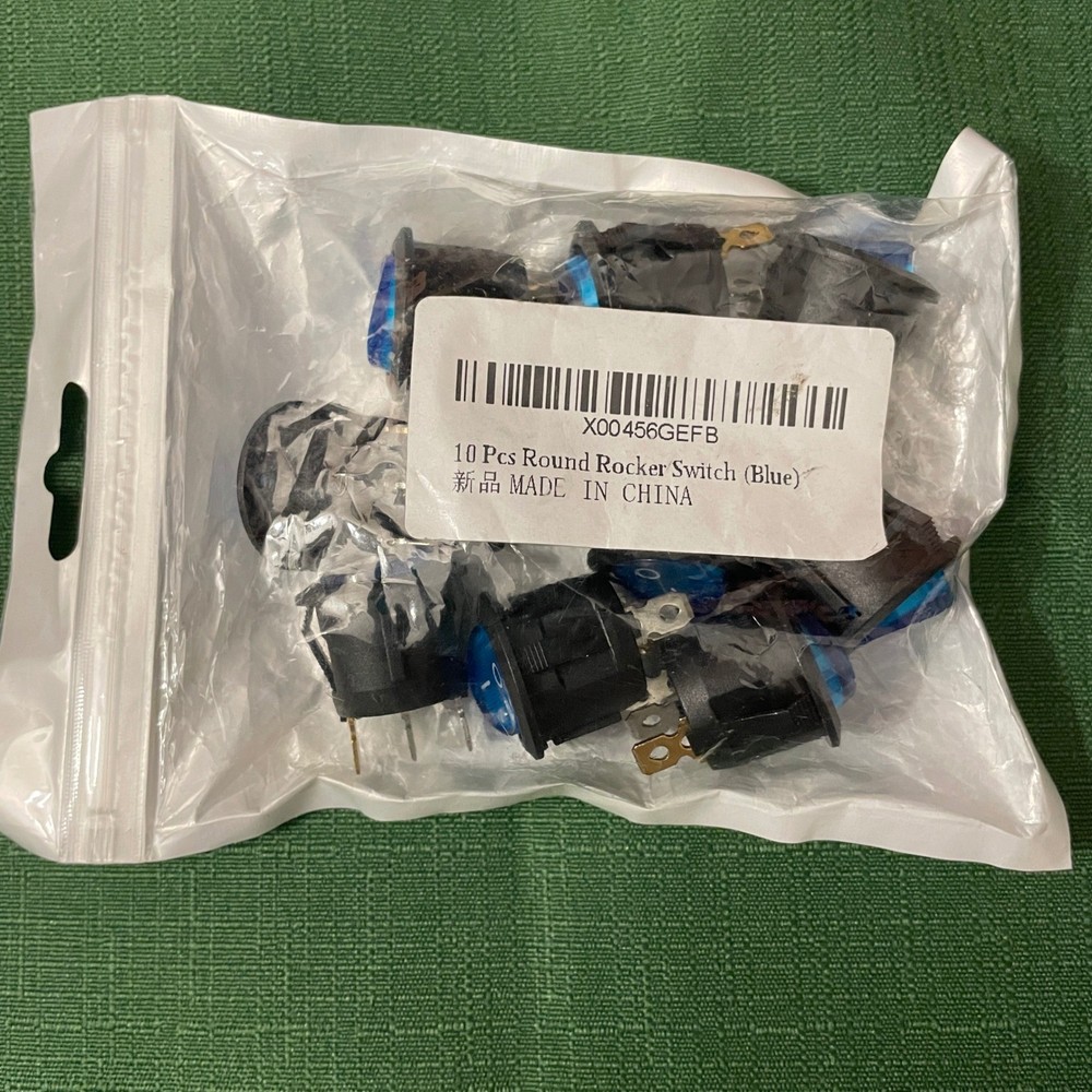 10 Pcs Round Rocker Switch Blue LED On-Off SPST 3-Pin X00456GEFB