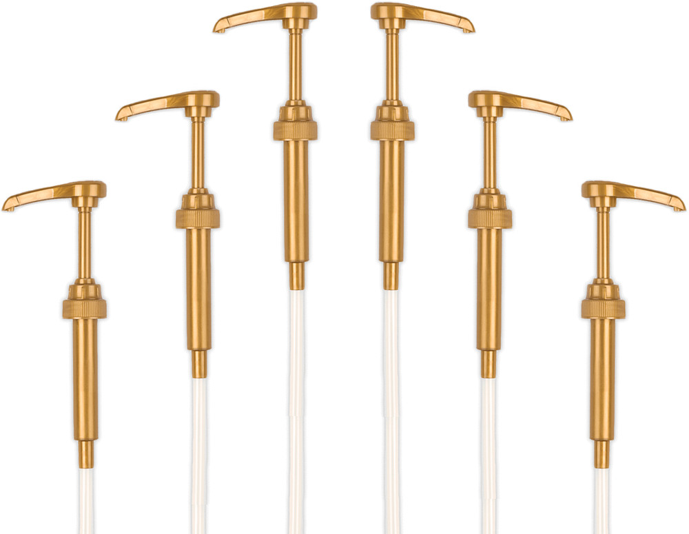 Gold Coffee Syrup Pump for 750 ml Bottles (Pack of 6) Fits Torani and more