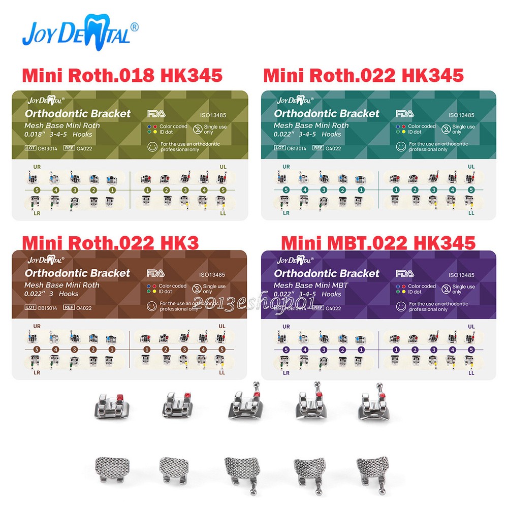Dental Orthodontic Brackets Braces Mini Roth/MBT 018/022 345Hooks Mesh Base