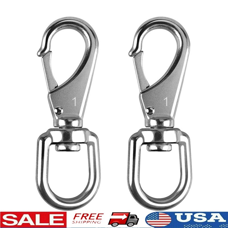 Heavy Duty 304 Stainless Steel 360° Swivel Snap Hooks 2pcs Outdoor Indoor Use
