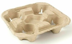 4 Cup Drink Cup Carrier, Cup Holder, Cup Carry Tray Biodegradable Pulp 75 Count
