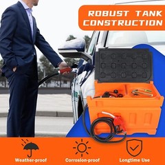 48 Gallon 10 GPM Portable Fuel Tanks with 12V DC Electric Transfer Pump Orange