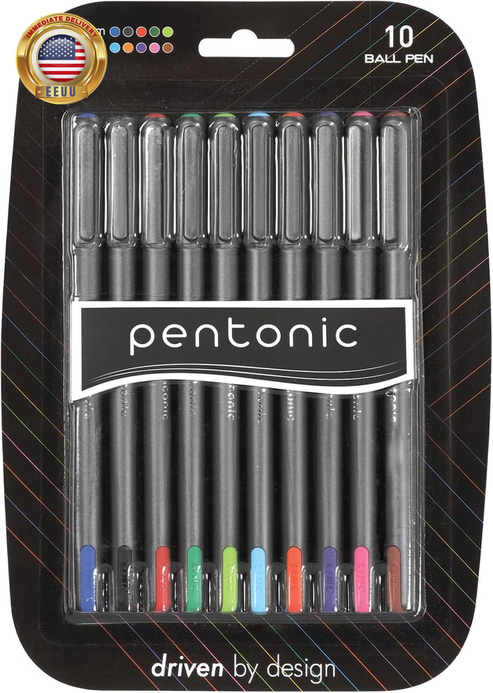Pentonic Premium Ball Point Pen 1.0 Mm Medium Point, 10-Count, Assorted Colors |