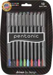 Pentonic Premium Ball Point Pen 1.0 Mm Medium Point, 10-Count, Assorted Colors |