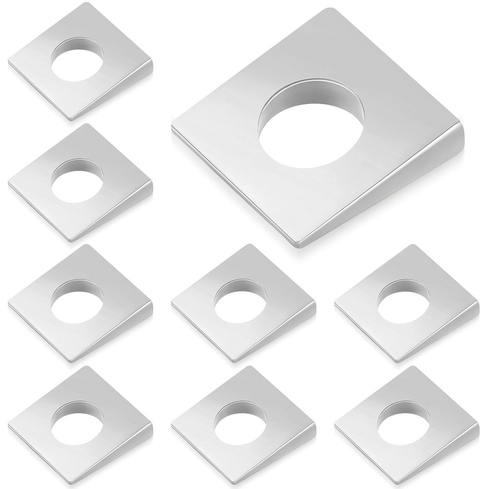 Blulu 10 Pcs 1/2″ Square Beveled Washer, 11/8″ x 11/8″ Wedge Washers Metal Sh…
