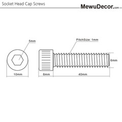 M6-1.0 x 40mm Socket Head Cap Screws Metric, Allen Socket Drive, Stainless St…