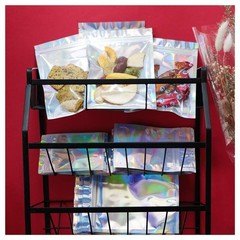 100 Mylar Holographic Resealable Bags 5.5×7.8″ Smell Proof Foil Pouches for Food