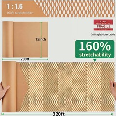 Honeycomb Packing Paper – Biodegradable Bubble Wrap Alternative 15″x200 FT, 8…