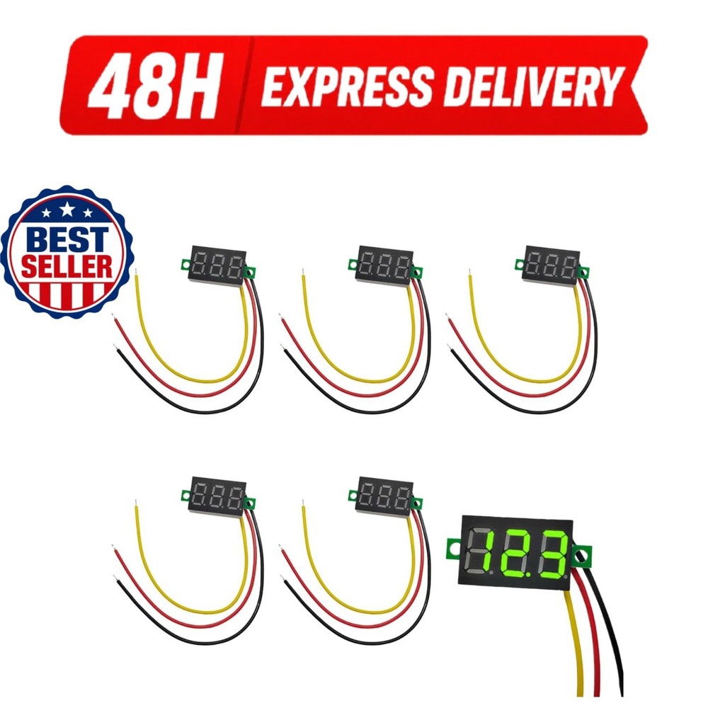 5 PCS Mini Digital Voltage Meter DC 0-30V LED Display Voltmeter