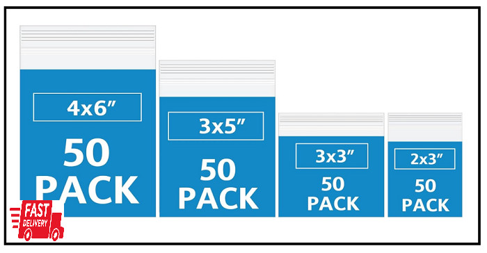 200 Pack Small Plastic Bags For Jewelry, Mini Baggies 4 Assorted Sizes. 2×3 …