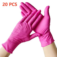 20/100PCS Pink Nitrile Disposable Gloves Latex Free Cleaning Gloves for Kitchen