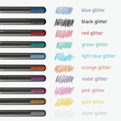Pentonic Glitter Gel Pens, 10 Count, 10 1 Count (Pack of 10), Assorted