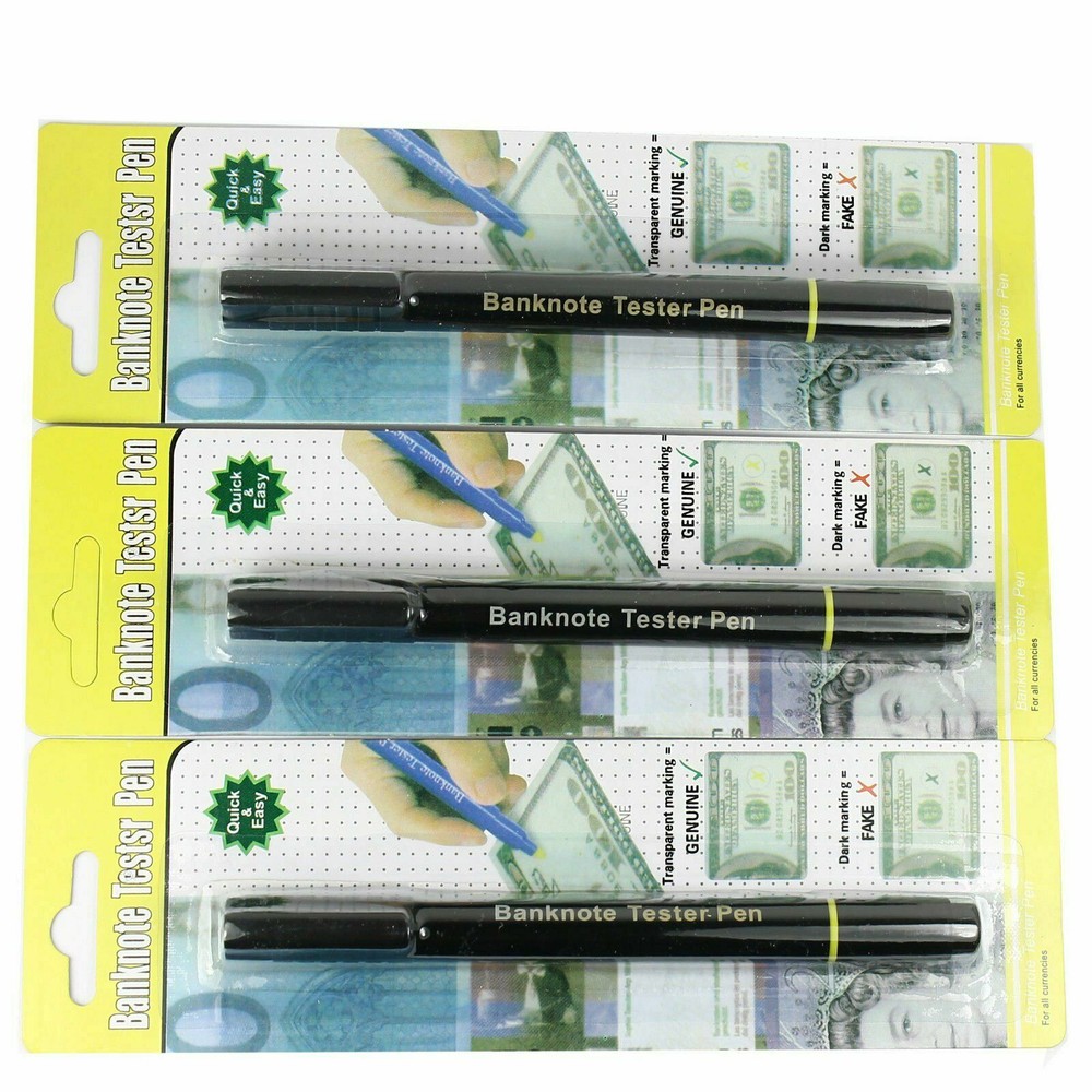 3 Pack Counterfeit Money Detector Pen Banknote Tester Currency Cash 2in1