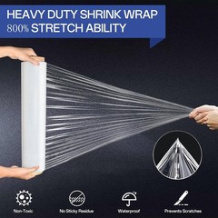 Stretch/Shrink Wrap Roll ,Heavy Duty 800% Stretch,Clear 80 Gauge Industrial S…