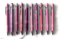 10ct Mixed Lot Misprint Metal Retractable Click Pens: PINK & White Assortment