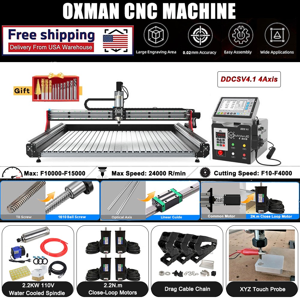 US BULKMAN3D 1500×1500 CNC Router 4 Axis DDCSV4 Control Wood Engraving Machine