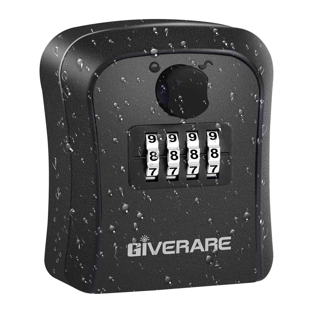 Lock Box, 4 Digits Combination Lockbox, Waterproof Outdoor Key Hider for Hous…