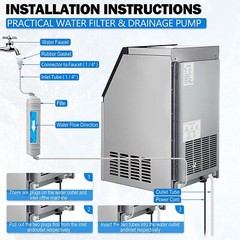 80-150 LB Built-In Commercial Ice Maker Stainless Ice Cube Machine Freestanding