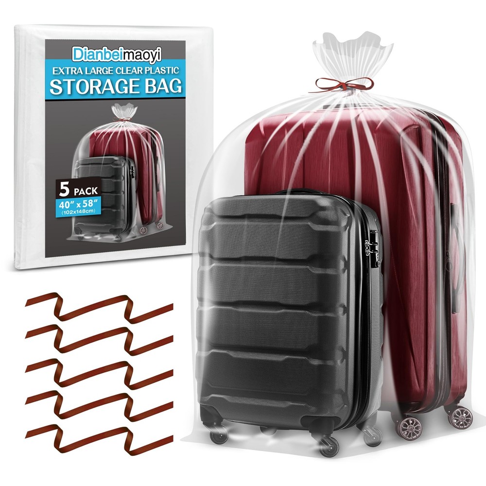 5 Pack 40” x 58” Extra Large Clear Plastic Storage Bags