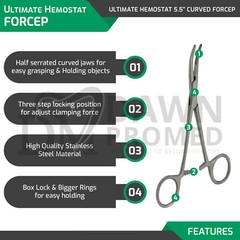10 Kelly Hemostat Forceps 5.5″ Set Curved Locking Clamp Surgical Dental Fishing