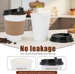 Coffee Cups, 50 Pack 12 oz Disposable Coffee Cups with Lids and Sleeves,