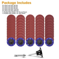 52x 2 inch Roll Lock Die Grinder Quick Change Sanding Disc 36 60 80 120 240 Grit