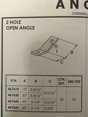 2-Hole 45° Degree Open Corner Angle for Unistrut B-Line Channel #467645 P1546