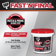 DAP Fast ‘N Final Lightweight Spackling, White, 8 8 Fl Oz (Pack of 1), White