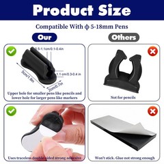 KFHENSOMR 6 Pcs Pen Holder for Wall, Adhesive Sticky Black, Gray, White